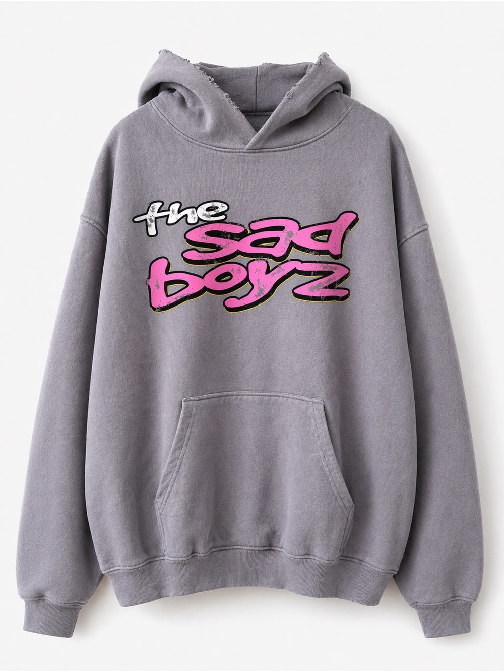 Gray 'The Sad Boyz' Graphic Hoodie - Men's Pullover Sweatshirt